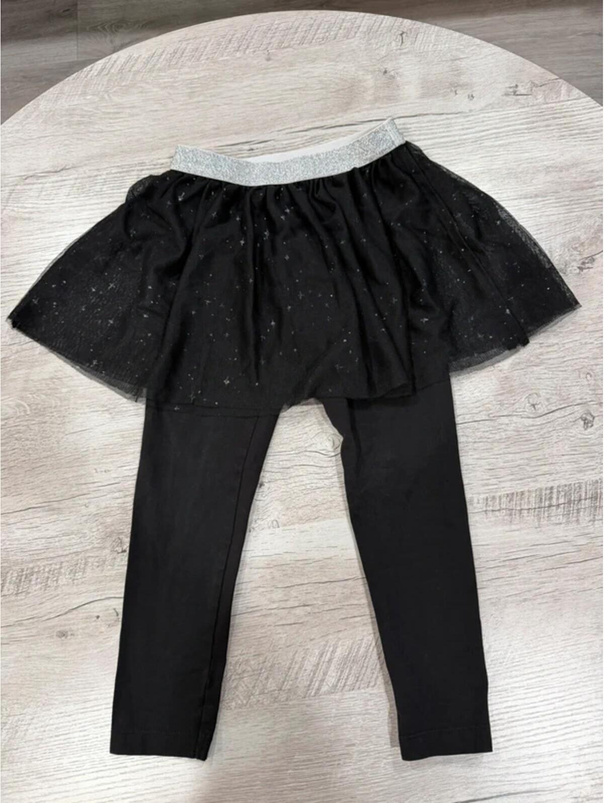 Bailey Lane Girls Tutu Skirt Leggings Black Sparkle Xs 4-5